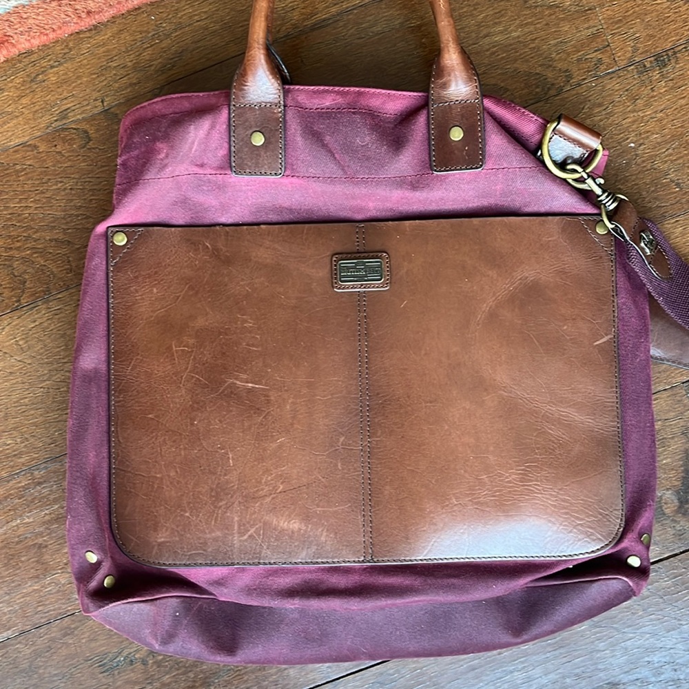 Vintage waxed cotton and leather tote